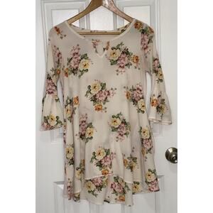 Flamingo‎ Urban Women’s Sheer Boho Flowy Blouse Top Tunic Size Small 3/4 Sleeves
